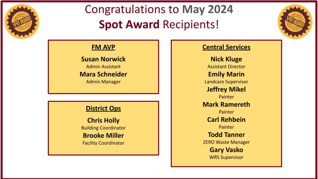 May 2024 Spot Award Recipients 1