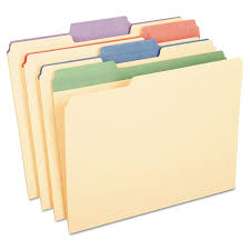 stack of color-coded manila folders