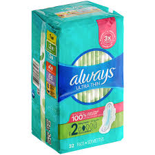 a box of menstrual pads